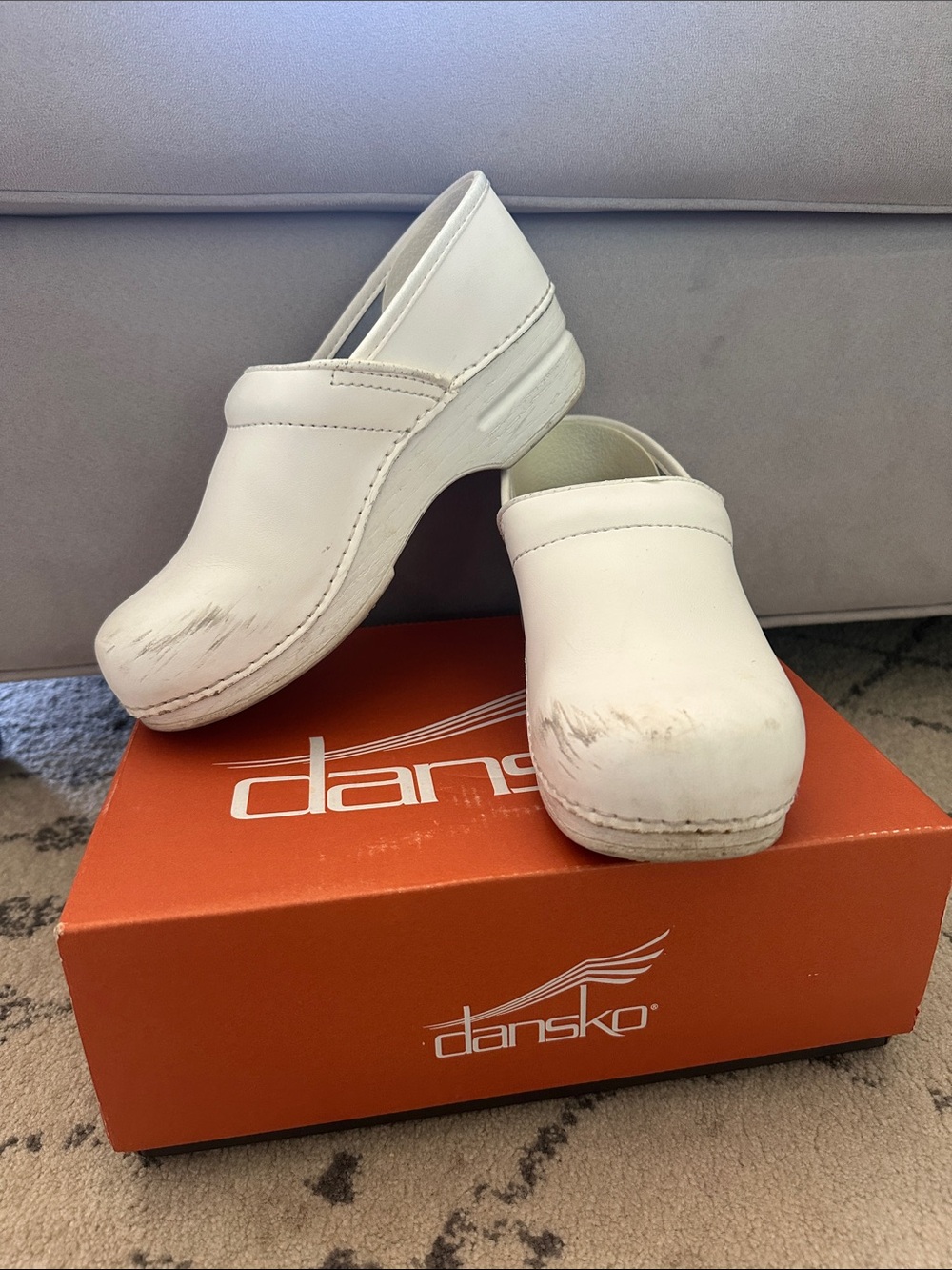 Dansko White Leather Clogs
